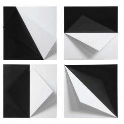 UTTERMOST BLACK + WHITE ORIGAMI METAL WALL ART | SET OF 4