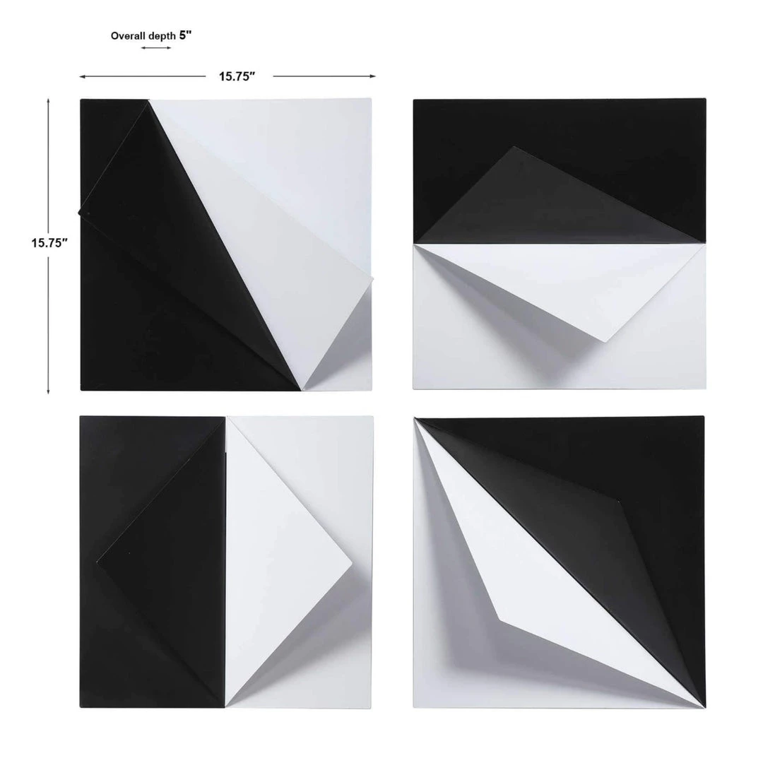 UTTERMOST BLACK + WHITE ORIGAMI METAL WALL ART | SET OF 4 4 UTTERMOST BLACK + WHITE ORIGAMI METAL WALL ART | SET OF 4