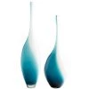 CYAN BLUE & WHITE SWIRLY GLASS VASE