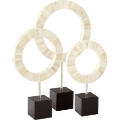 CYAN Pillows + Decor BONE + BLACK CIRCLE SCULPTURES