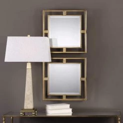 UTTERMOST ALLICK GOLD SQUARE MIRRORS | SET OF 2