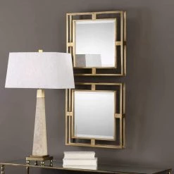 UTTERMOST ALLICK GOLD SQUARE MIRRORS | SET OF 2