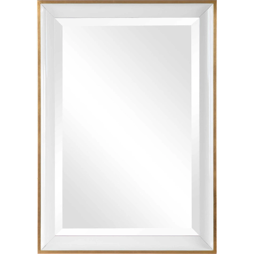 UTTERMOST GEMMA GLOSS WHITE + GOLD VANITY MIRROR Mirrors 1 UTTERMOST GEMMA GLOSS WHITE + GOLD VANITY MIRROR Mirrors