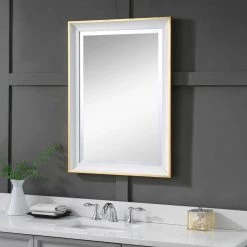 UTTERMOST GEMMA GLOSS WHITE + GOLD VANITY MIRROR Mirrors
