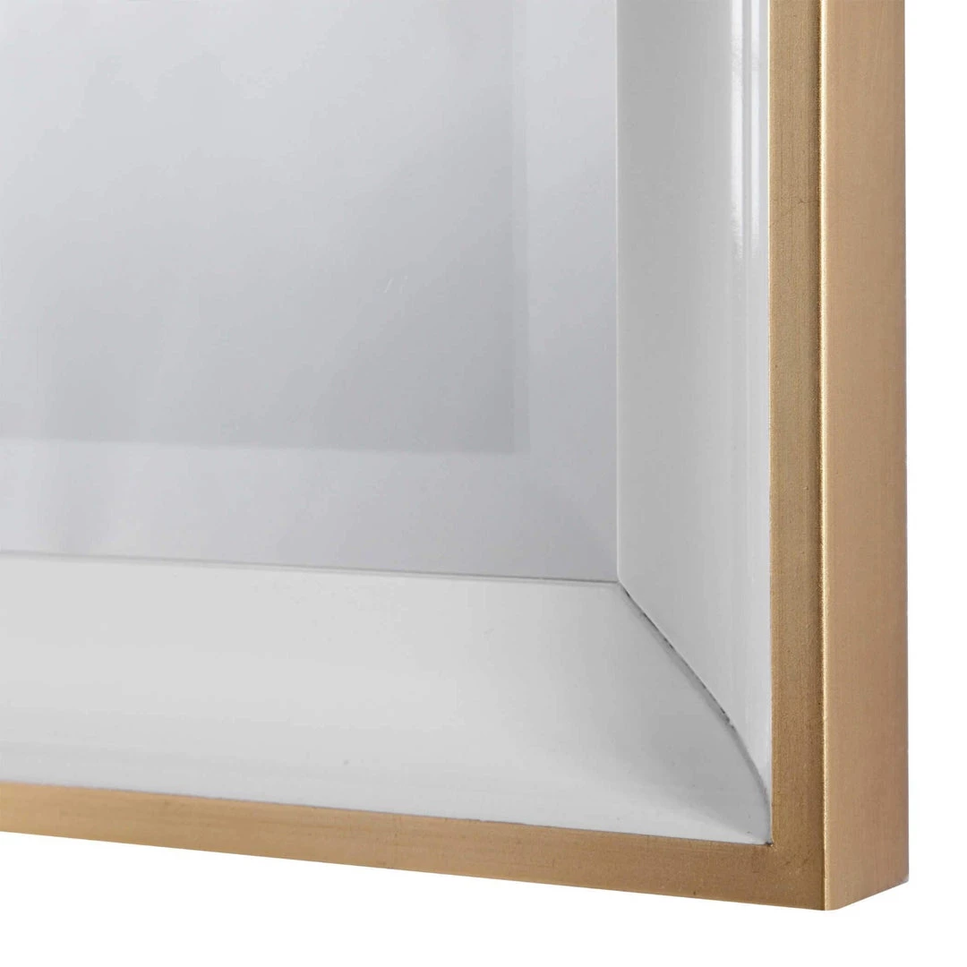 UTTERMOST GEMMA GLOSS WHITE + GOLD VANITY MIRROR Mirrors 4 UTTERMOST GEMMA GLOSS WHITE + GOLD VANITY MIRROR Mirrors