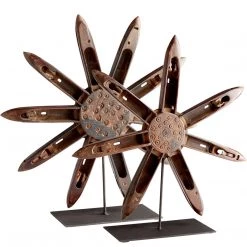 CYAN Pillows + Decor INDUSTRIAL CARVED WOOD FLOWER SCULPTURES