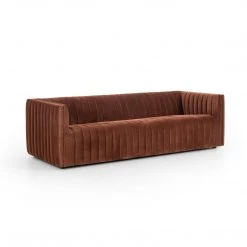 FOUR HANDS AUGUSTINE CHANNEL TUFTED SOFA: AUBURN VELVET