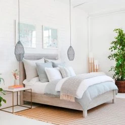 DOVETAIL GENEVA GREY WASH CANE PANEL BED