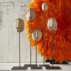 CYAN PRIMITIVE EXPRESSION STAND SCULPTURES Pillows + Decor