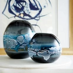 CYAN WHIRLPOOL BLUE GLASS VASE