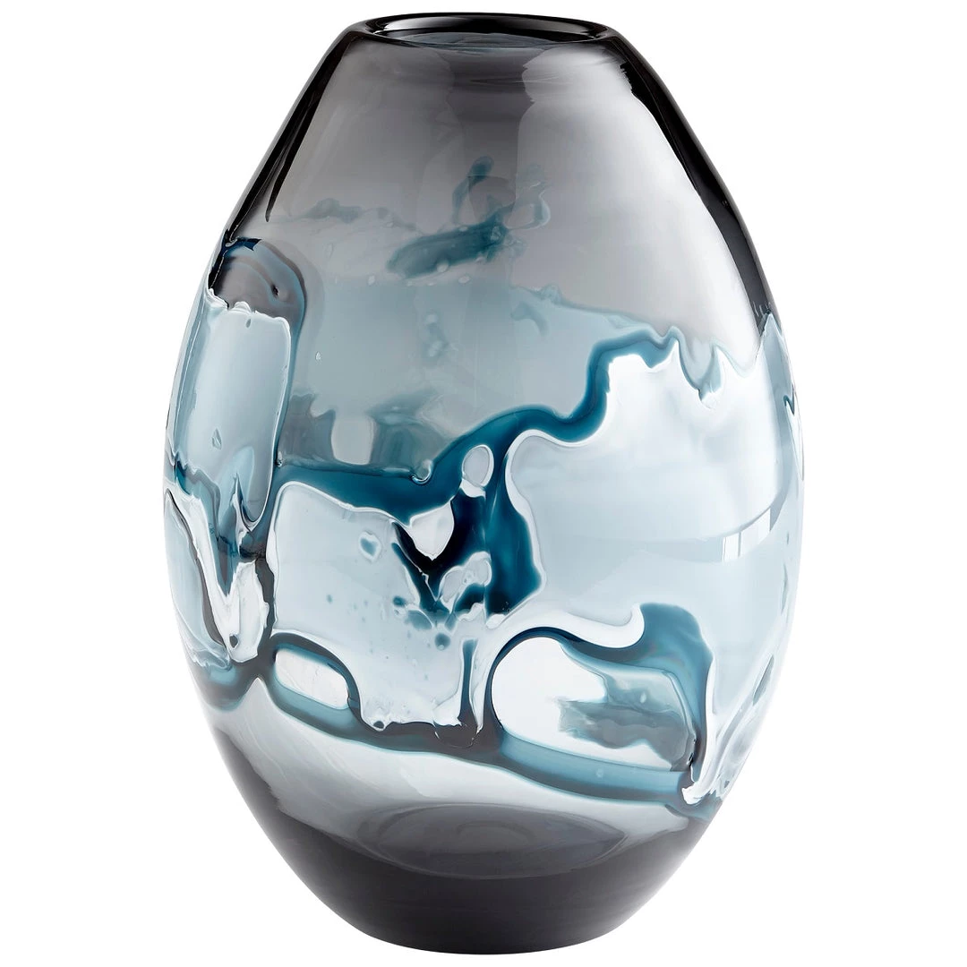 CYAN WHIRLPOOL BLUE GLASS VASE 6 CYAN WHIRLPOOL BLUE GLASS VASE