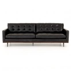 FOUR HANDS LEXI SONOMA BLACK LEATHER SOFA Furniture