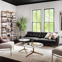 FOUR HANDS LEXI SONOMA BLACK LEATHER SOFA Furniture