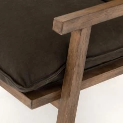 FOUR HANDS Furniture TAOS NUBUCK CHARCOAL LEATHER LOUNGE CHAIR