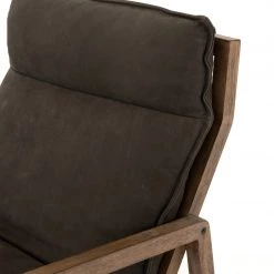 FOUR HANDS Furniture TAOS NUBUCK CHARCOAL LEATHER LOUNGE CHAIR