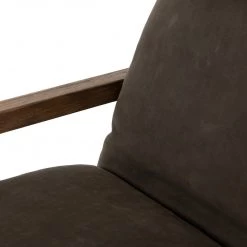 FOUR HANDS Furniture TAOS NUBUCK CHARCOAL LEATHER LOUNGE CHAIR