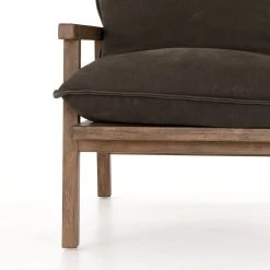 FOUR HANDS Furniture TAOS NUBUCK CHARCOAL LEATHER LOUNGE CHAIR