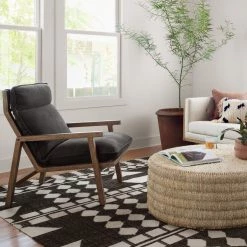 FOUR HANDS Furniture TAOS NUBUCK CHARCOAL LEATHER LOUNGE CHAIR