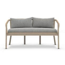 FOUR HANDS TATE OUTDOOR TEAK BENCH: WASHED BROWN