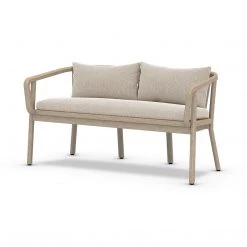 FOUR HANDS TATE OUTDOOR TEAK BENCH: WASHED BROWN