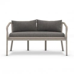 FOUR HANDS TATE OUTDOOR TEAK BENCH: WEATHERED GREY