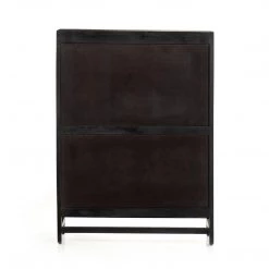 FOUR HANDS CAPRICE BLACK WASH MANGO WOOD + CANE BAR CABINET
