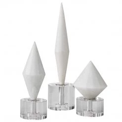 UTTERMOST WHITE DIAMOND STONE SCULPTURES | SET OF 3