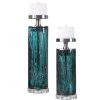 UTTERMOST Pillows + Decor DALUCÍA TEAL GLASS CANDLE HOLDERS | SET OF 2