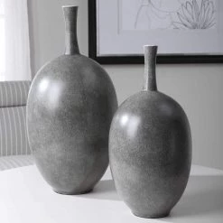 UTTERMOST JORDAN CHARCOAL CERAMIC VASES | SET OF 2 Pillows + Decor