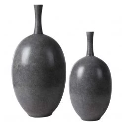 UTTERMOST JORDAN CHARCOAL CERAMIC VASES | SET OF 2 Pillows + Decor
