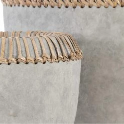 UTTERMOST Pillows + Decor CONCRETE + RATTAN EARTHENWARE BOWLS | SET OF 2