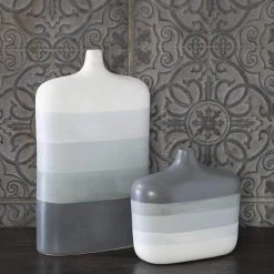 UTTERMOST STRIPED GRAY OMBRE VASES | SET OF 2