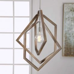UTTERMOST WOODEN GEOMETRIC PENDANT