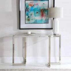 UTTERMOST LOCKE DUAL TONE POLISHED STEEL CONSOLE