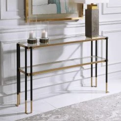 UTTERMOST KENTMORE BLACK + GOLD CONSOLE TABLE Living Room