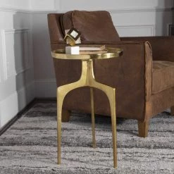 UTTERMOST KENNA ROUND ACCENT TABLE: GOLD Furniture