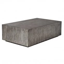 UTTERMOST Living Room KAREEM METALLIC GRAY BLOCK COFFEE TABLE