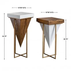 UTTERMOST Furniture KANOS WHITE + WALNUT ACCENT TABLES | SET OF 2