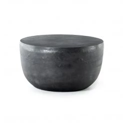 FOUR HANDS Furniture BASIL ALUMINUM ROUND COFFEE TABLE: AGED GREY