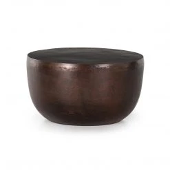 FOUR HANDS Furniture BASIL ALUMINUM ROUND COFFEE TABLE: ANTIQUE RUST