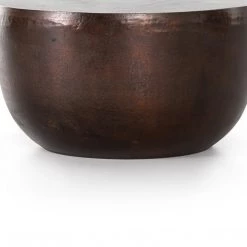 FOUR HANDS Furniture BASIL ALUMINUM ROUND COFFEE TABLE: ANTIQUE RUST