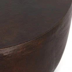 FOUR HANDS Furniture BASIL ALUMINUM ROUND COFFEE TABLE: ANTIQUE RUST