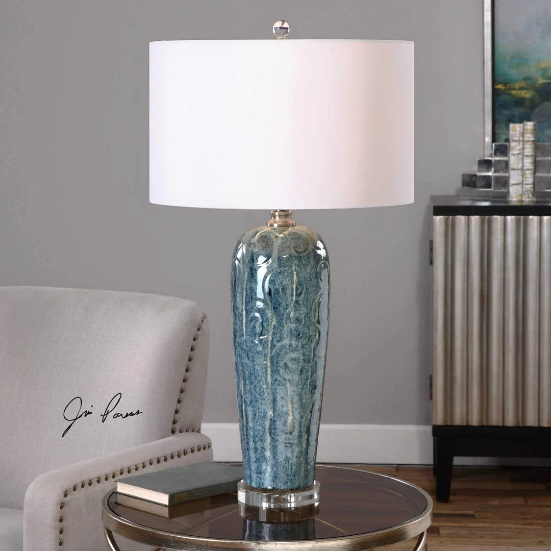 UTTERMOST HEATHERED BLUE EMBOSSED CERAMIC LAMP 2 UTTERMOST HEATHERED BLUE EMBOSSED CERAMIC LAMP