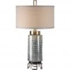 UTTERMOST CERULEAN BLUE DRIP GLAZE CERAMIC TABLE LAMP