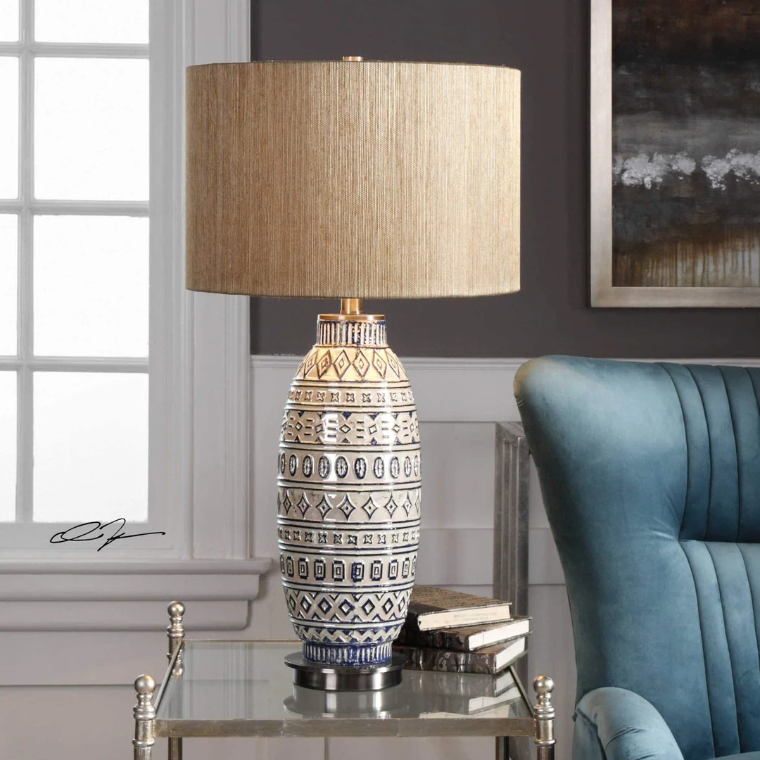 UTTERMOST LOKI TRIBAL EMBOSSED CERAMIC LAMP Lighting 3 UTTERMOST LOKI TRIBAL EMBOSSED CERAMIC LAMP Lighting