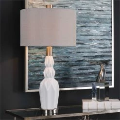UTTERMOST TETRA GLOSS WHITE CERAMIC LAMP Lighting
