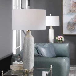 UTTERMOST KATINA METALLIC SILVER CERAMIC TABLE LAMP