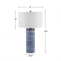 UTTERMOST WHITE + INDIGO STRIPED CERAMIC TABLE LAMP Lighting