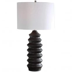 UTTERMOST EBONY STAINED SCULPTED WOOD TABLE LAMP Lighting