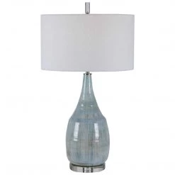 UTTERMOST AQUA CRACKLE GLAZE CERAMIC TABLE LAMP